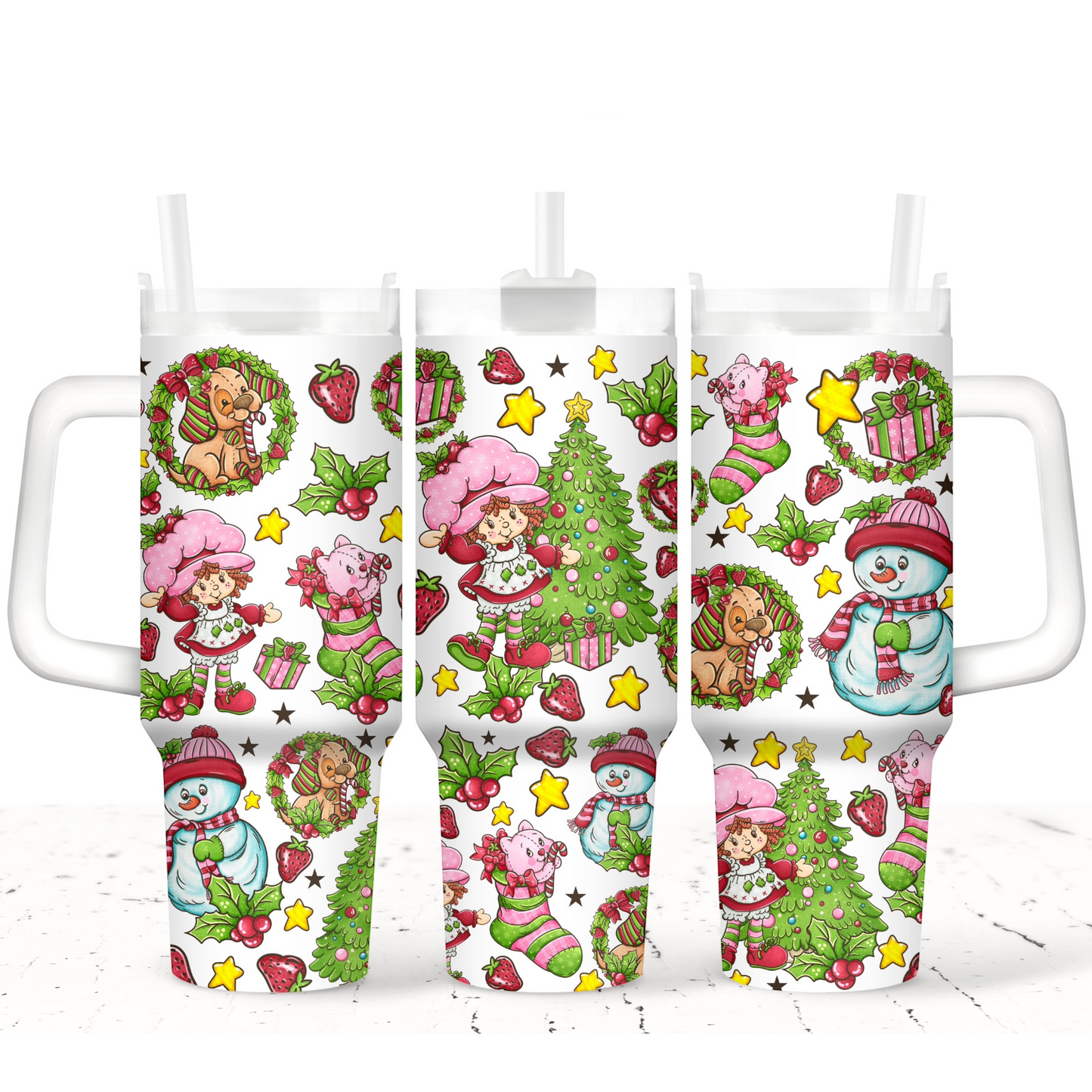 Very Berry Christmas - TOP & BOTTOM SET - 40 oz Tumbler UV DTF Transfer Film