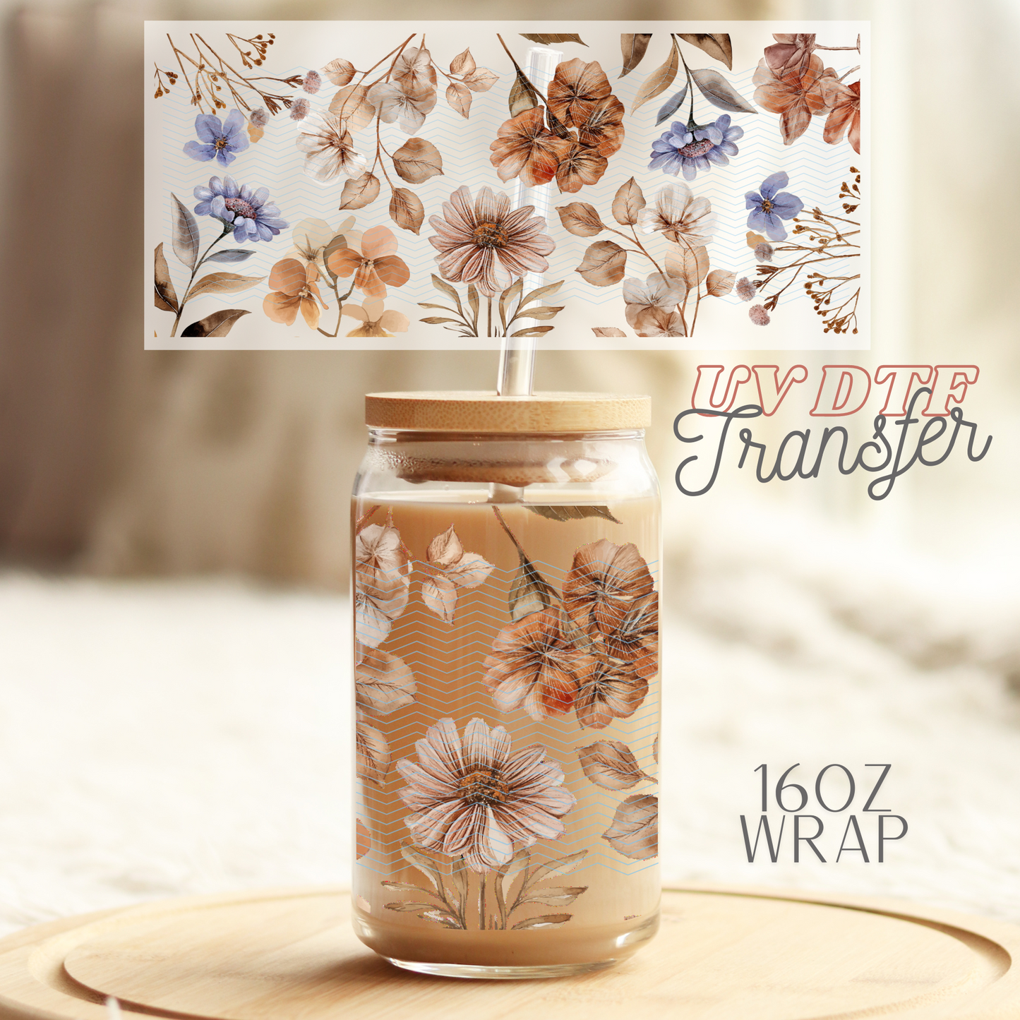 Boho Flowers - 16oz UV DTF Transfer Film