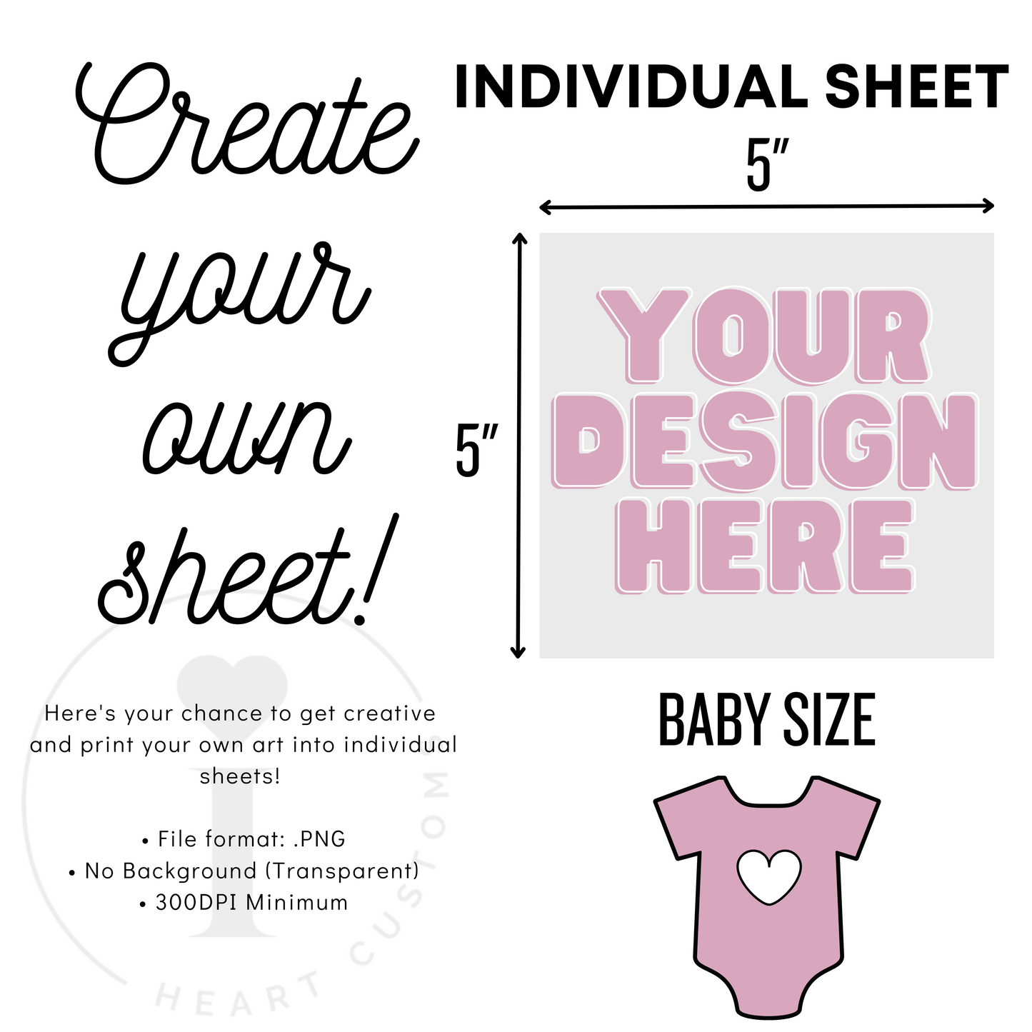 CUSTOM DTF TRANSFER SHEET (UPLOAD YOUR INDIVIDUAL DESIGNS)