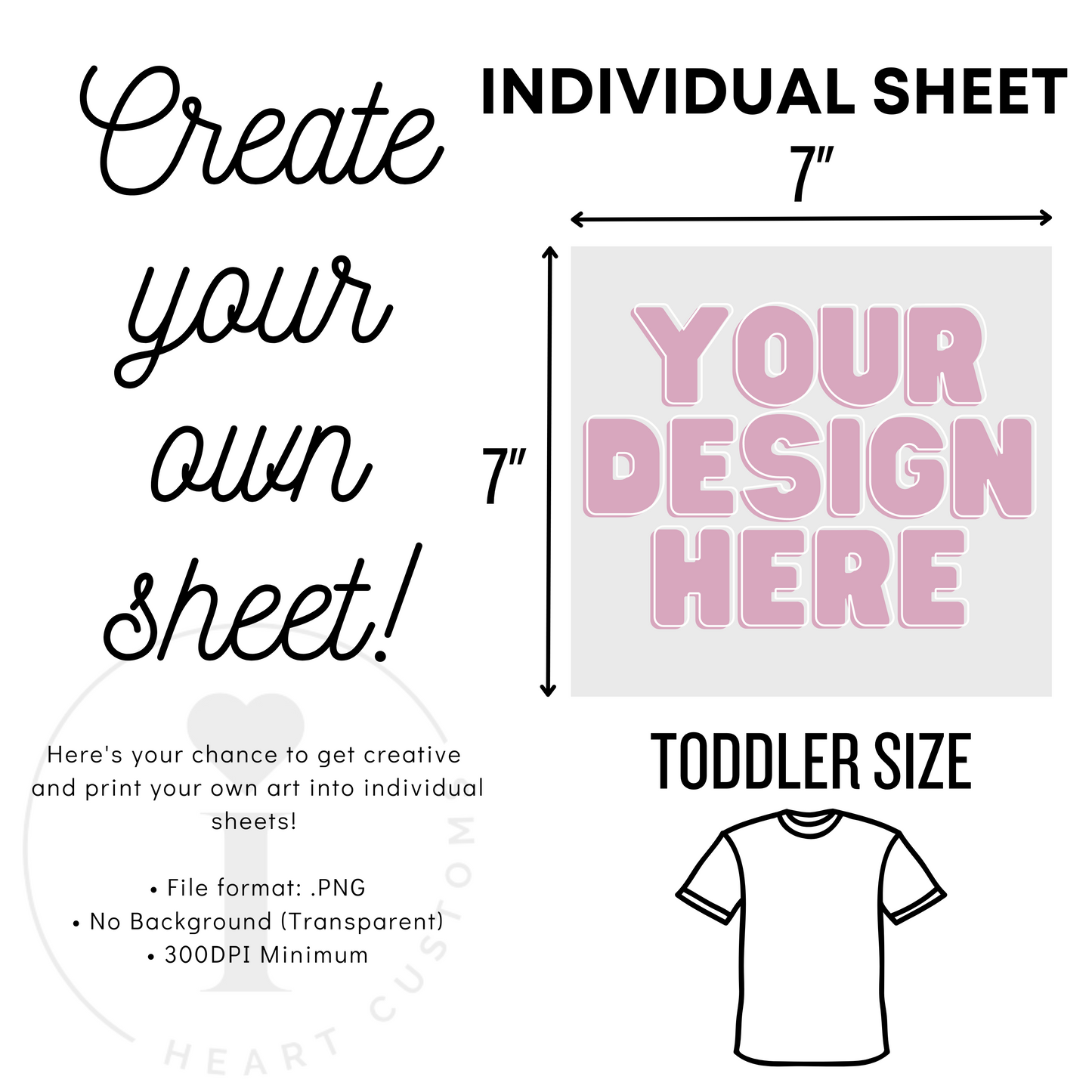 CUSTOM DTF TRANSFER SHEET (UPLOAD YOUR INDIVIDUAL DESIGNS)