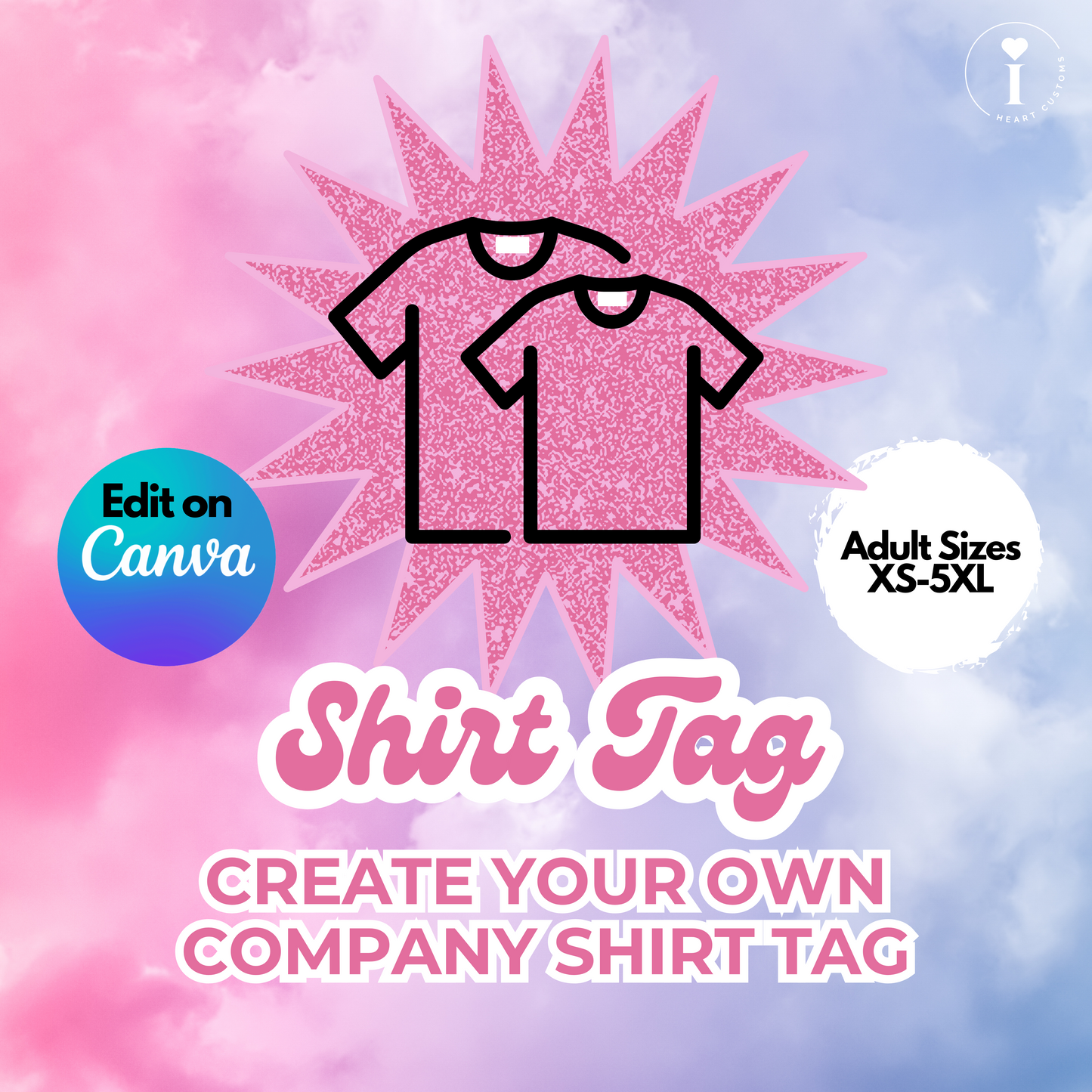 Modern Customizable Shirt Tag Adult Sizes XS-5XL