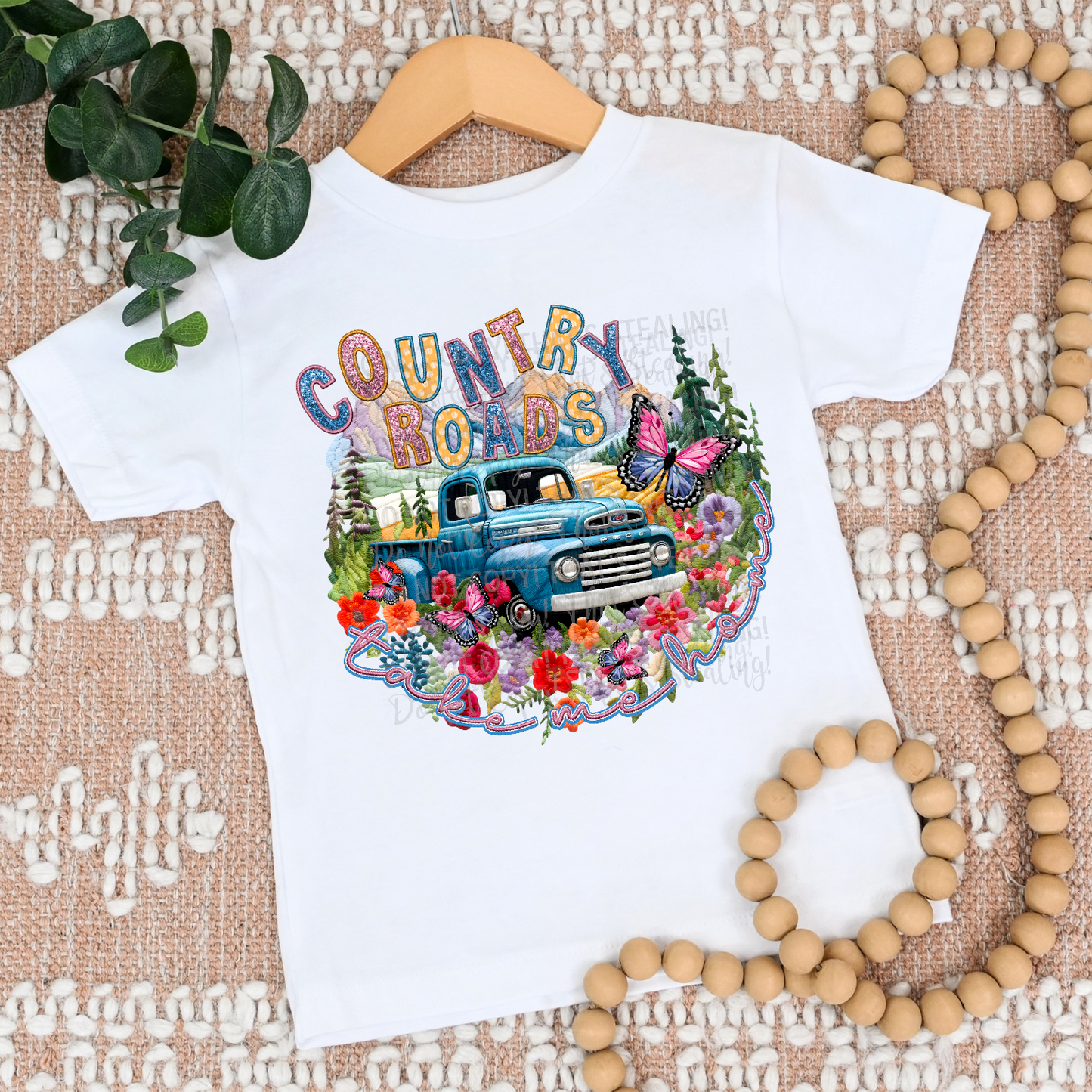 Country Roads Faux Embroidery DTF Transfer Film