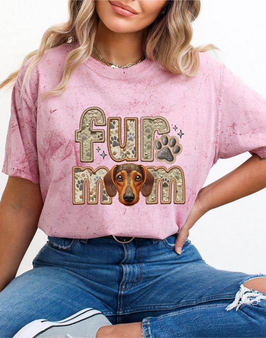 Dachshund Dog Mom Faux Fabric - Faux Embroidered DTF Transfer Film