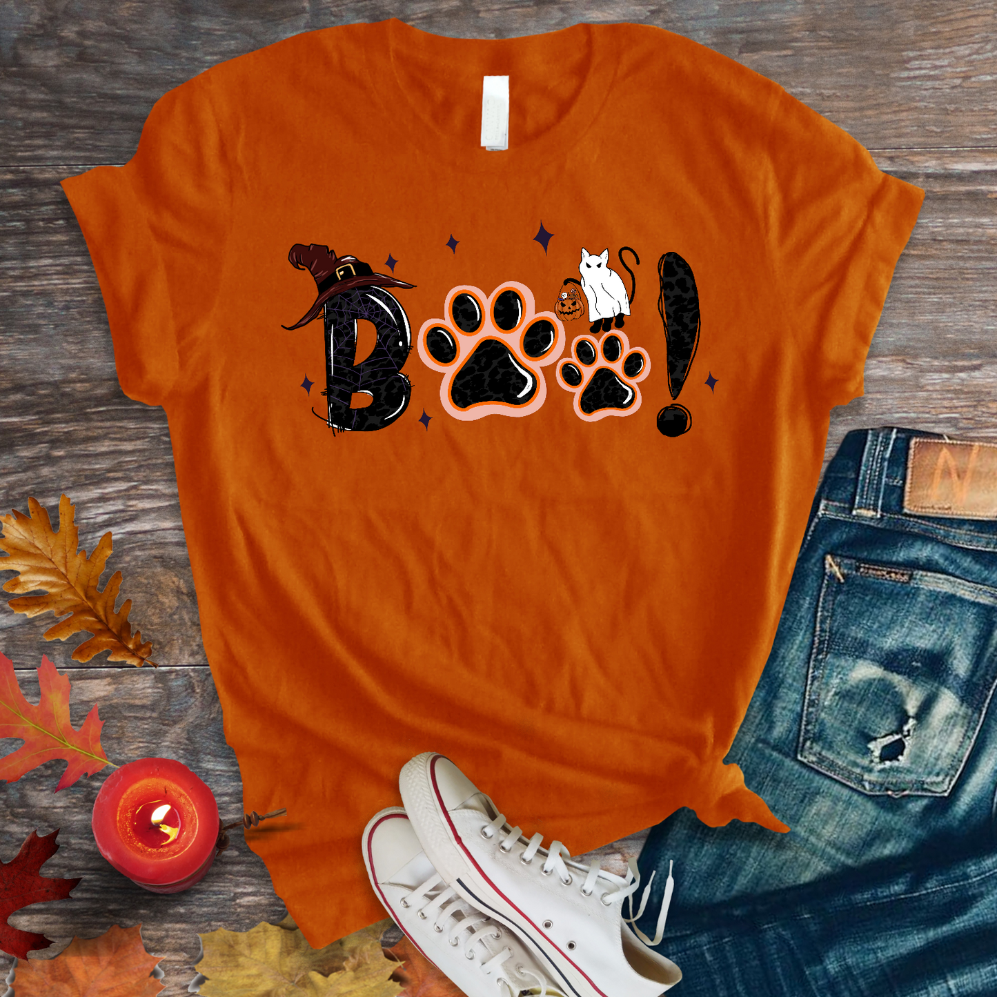 Halloween Boo Paw print DTF Transfer Film 9041