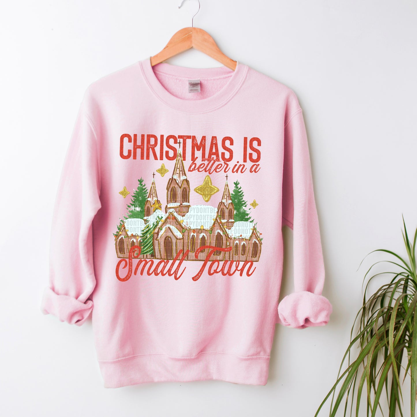 Christmas is better in a small town red letters DTF Transfer Film SD104