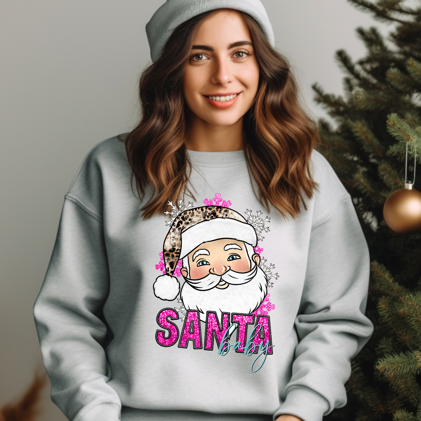 Santa baby Faux Sequin & Embroidered DTF Transfer Film 9221