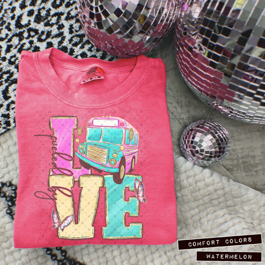 School bus Fueled by Love DTF Transfer Film SD045