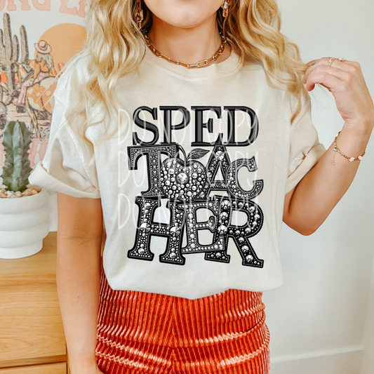 Sped Teacher - Faux Rhinestone Faux Embroidered DTF Transfer Film