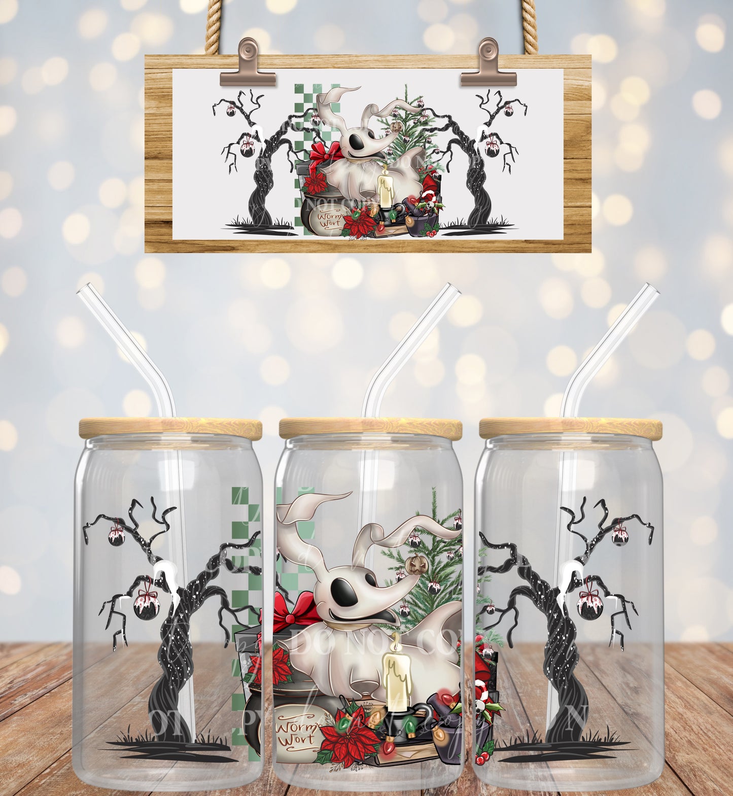 Christmas Ghost Dog - 16oz UV DTF Transfer Film L094