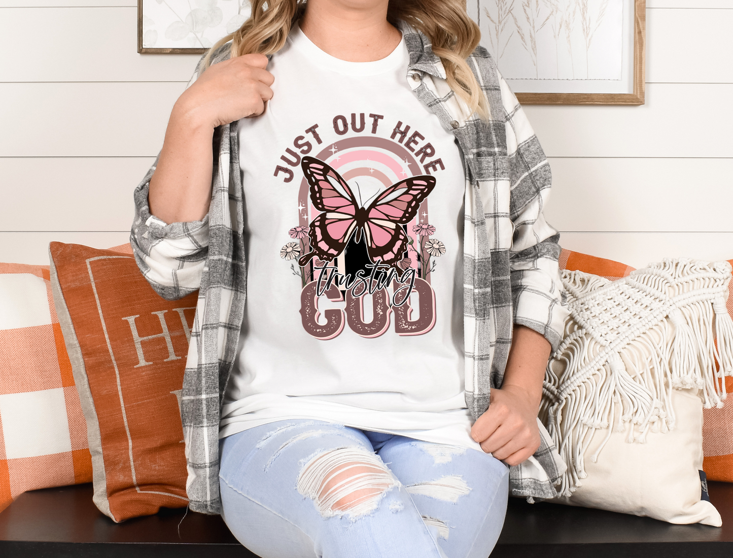 Retro Just out here Trusting God DTF Transfer Film 1699
