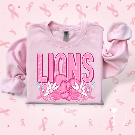 Lions Breast Cancer Sports Mascot DTF Transfer Film SD074