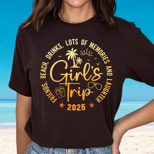Girls Trip 2025 Golden DTF Transfer Film E035