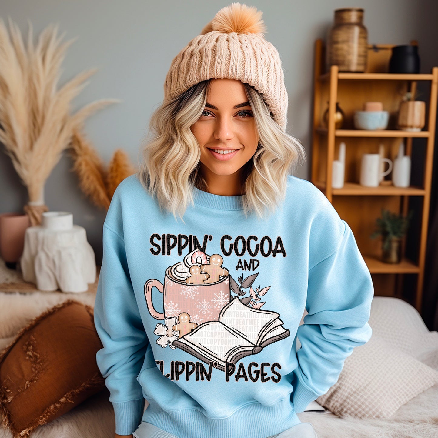 Sippin’ Cocoa and Flippin pages DTF Transfer Film SD104
