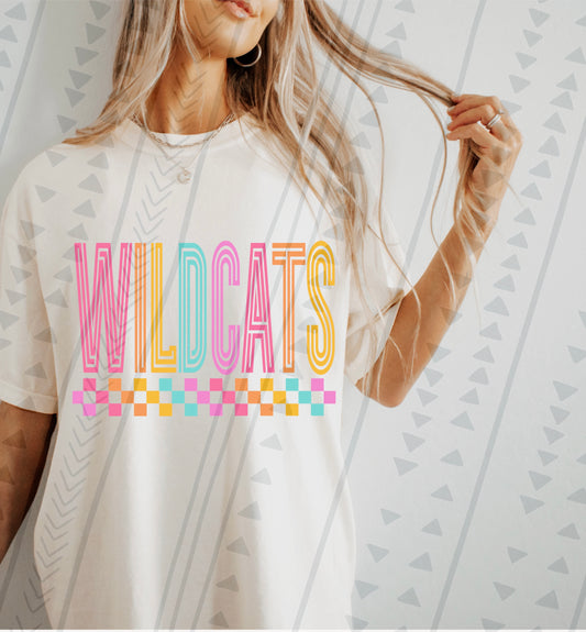 Colorful Sports Mascot Wildcats DTF Transfer Film