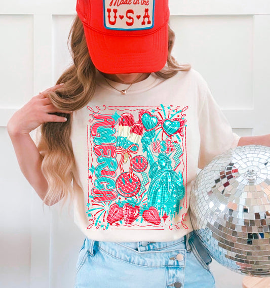 Retro Patriotic Lady Liberty DTF Transfer Film A055