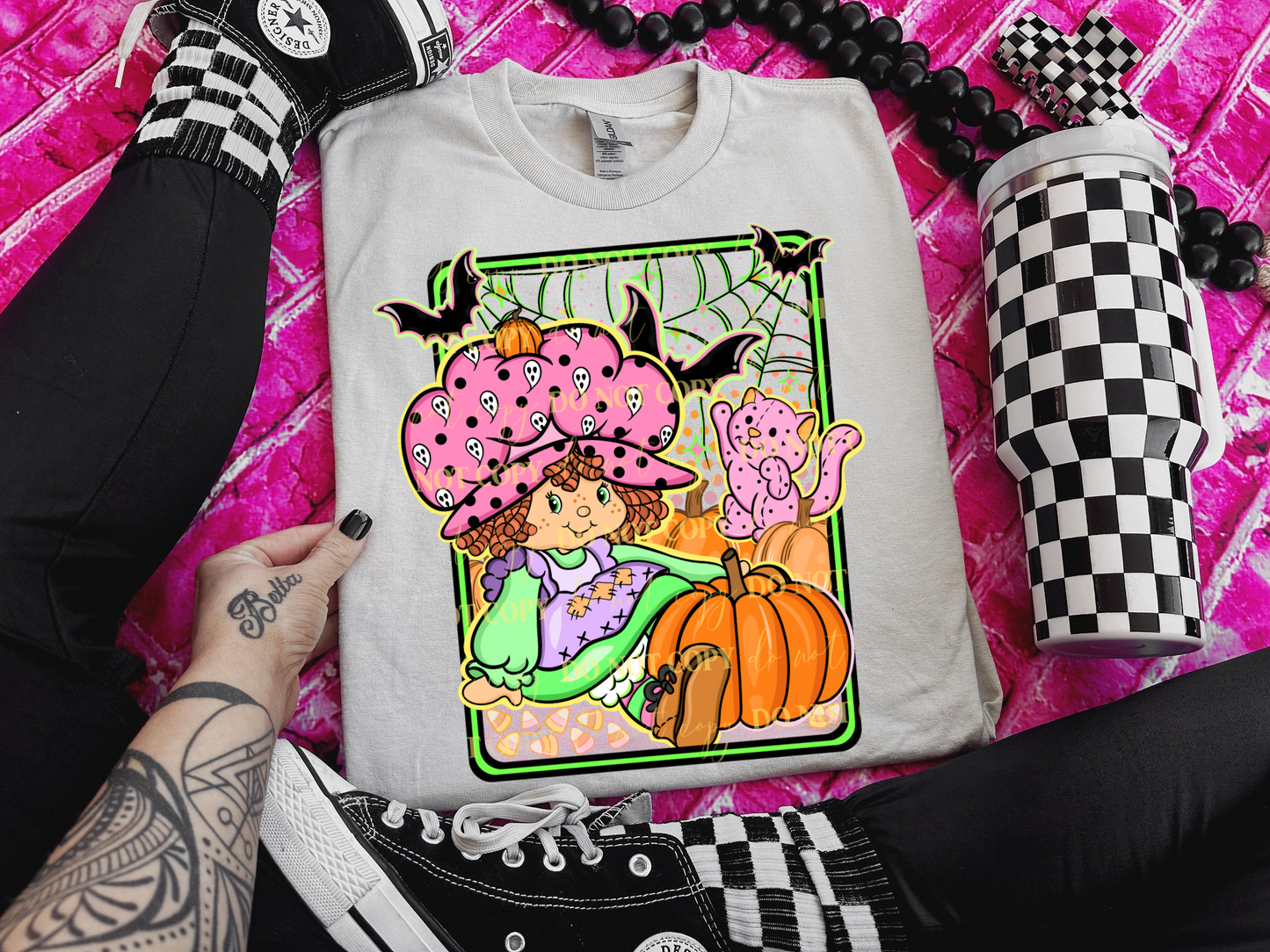 Pumpkin Girl - No Words- Black and green Border - DTF Transfer Film