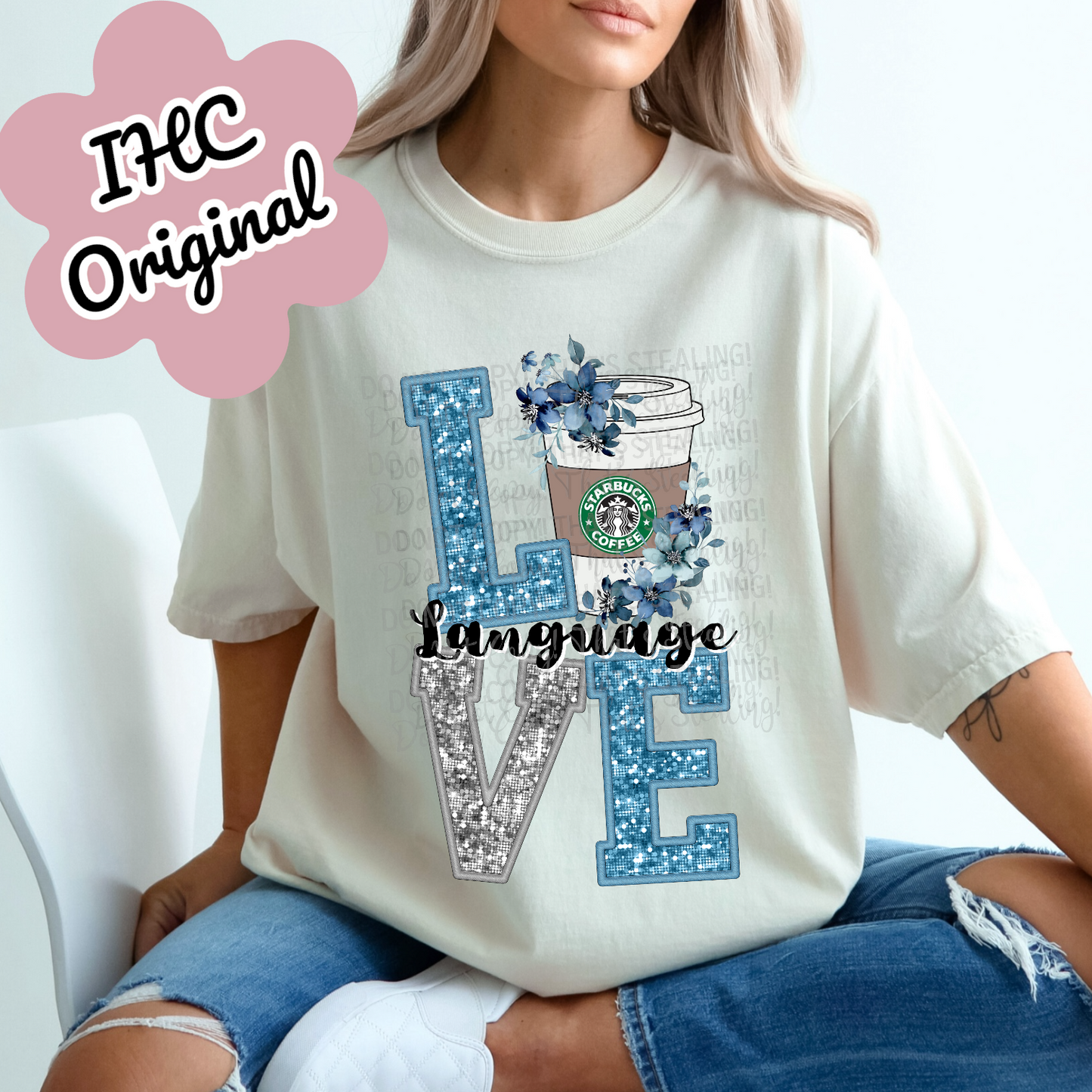 Love Language Faux Sequin Faux Embroidered Dtf Transfer Film