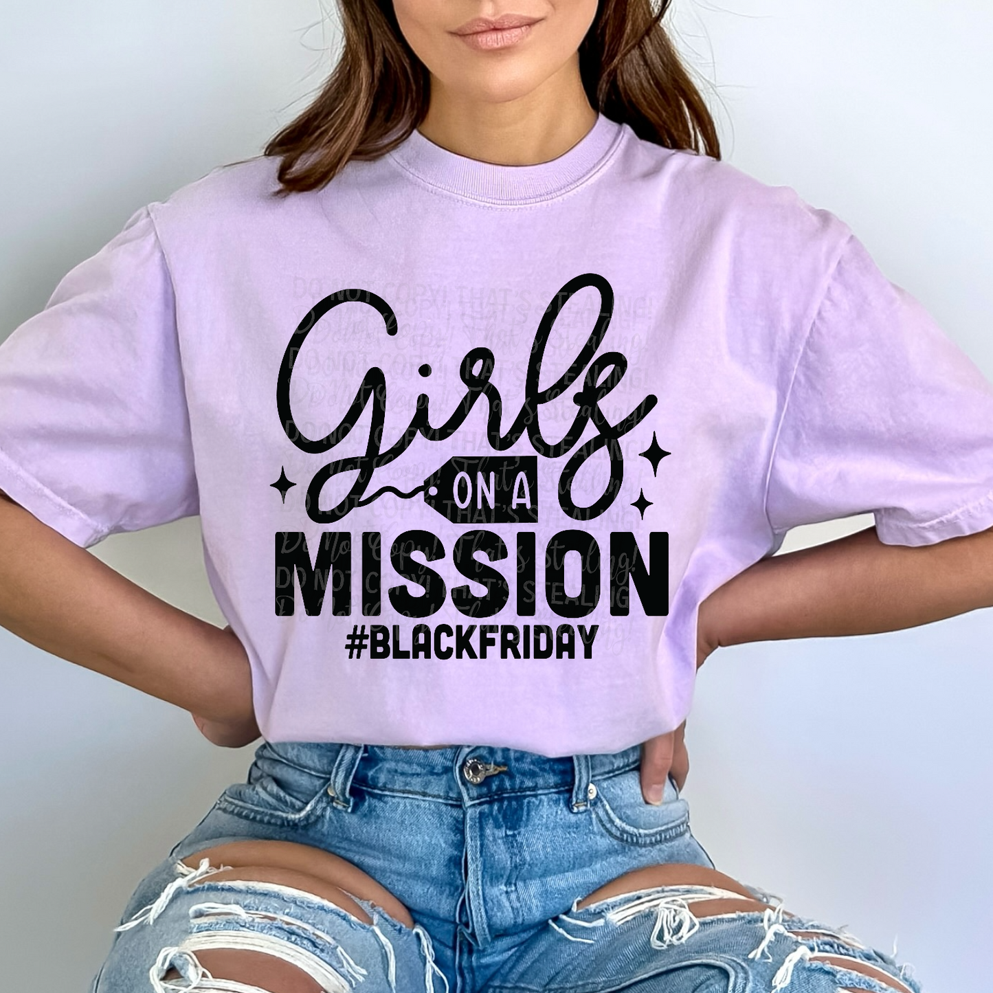 Girls on a mission Black Friday Black DTF Transfer Film CF094