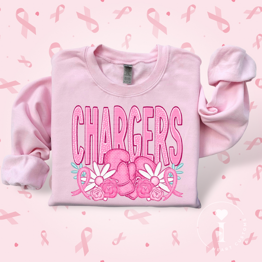 Chargers Breast Cancer Sports Mascot DTF Transfer Film SD074