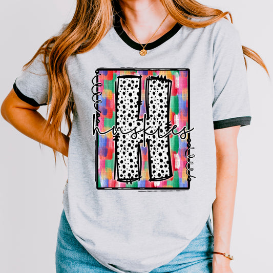 Matching Sports Mascot Doodles H Huskies DTF Transfer Film F044