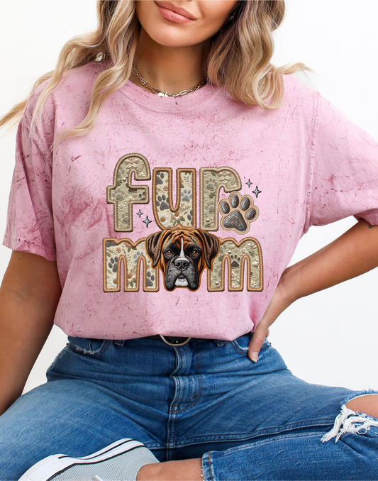 Boxer Dog Mom Faux Fabric - Faux Embroidered DTF Transfer Film