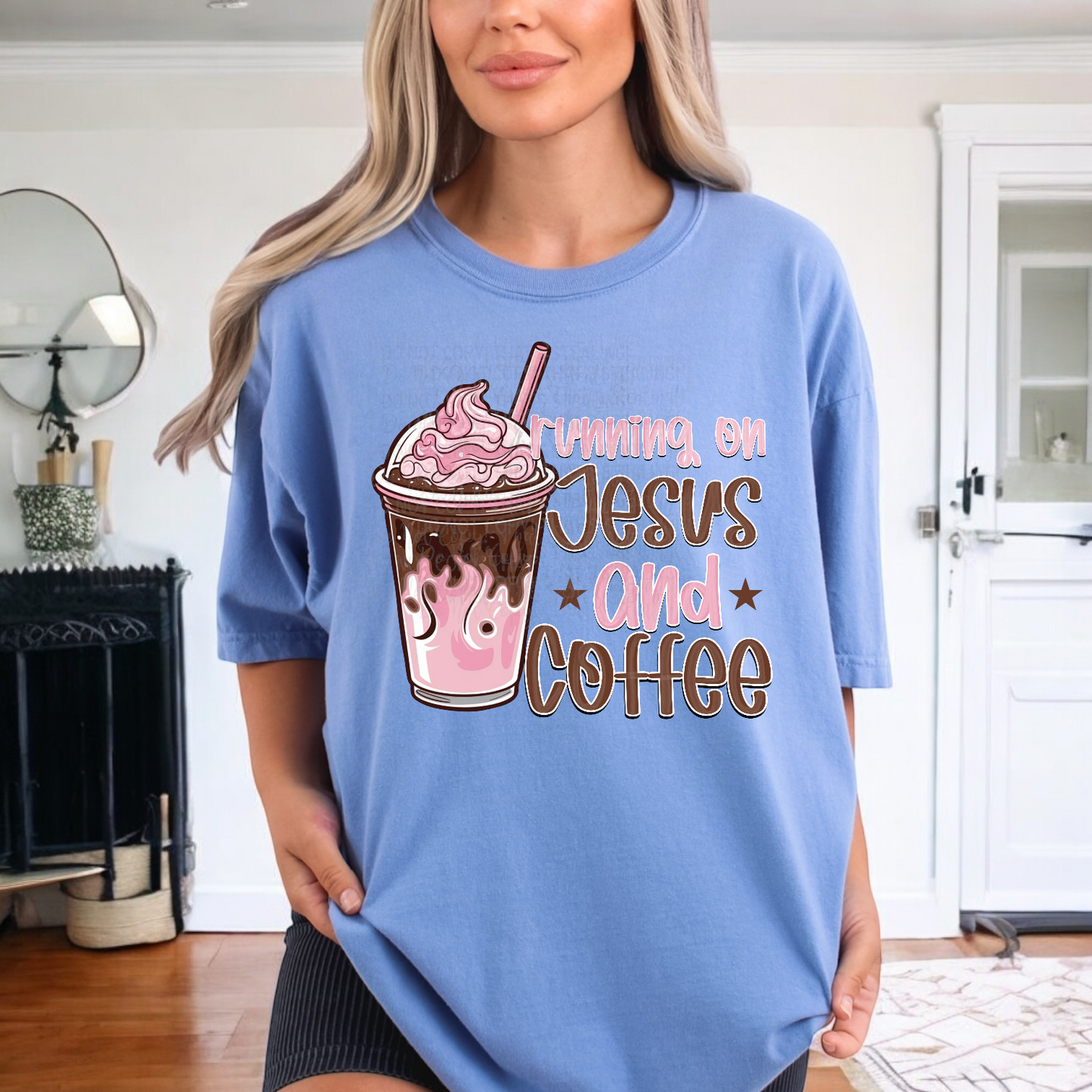 Running on Jesus and Coffee DTF Transfer Film FD035