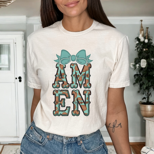 Coquette Bow Amen DTF Transfer Film SD025