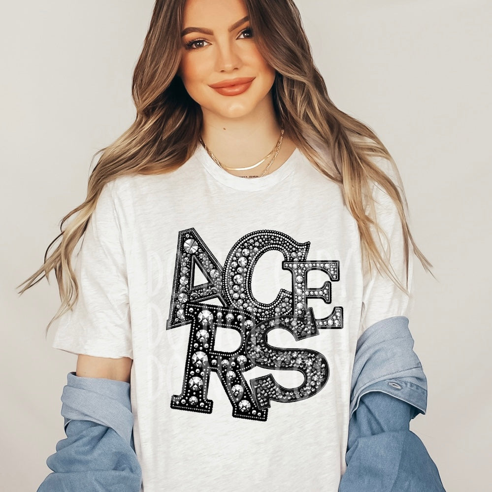 Acers - Faux Rhinestone Faux Embroidered DTF Transfer Film