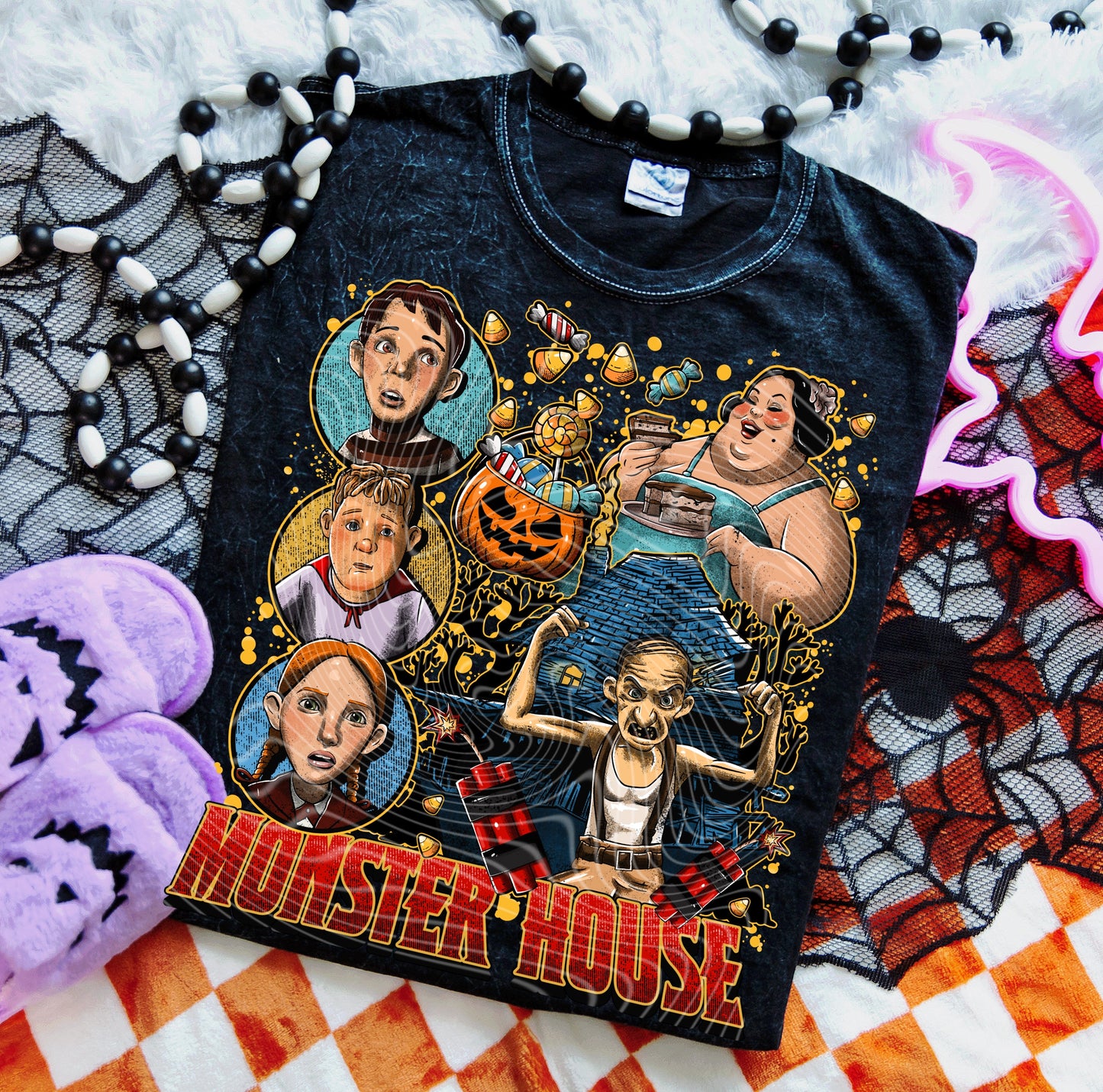 Spooky Monster House DTF Transfer Film