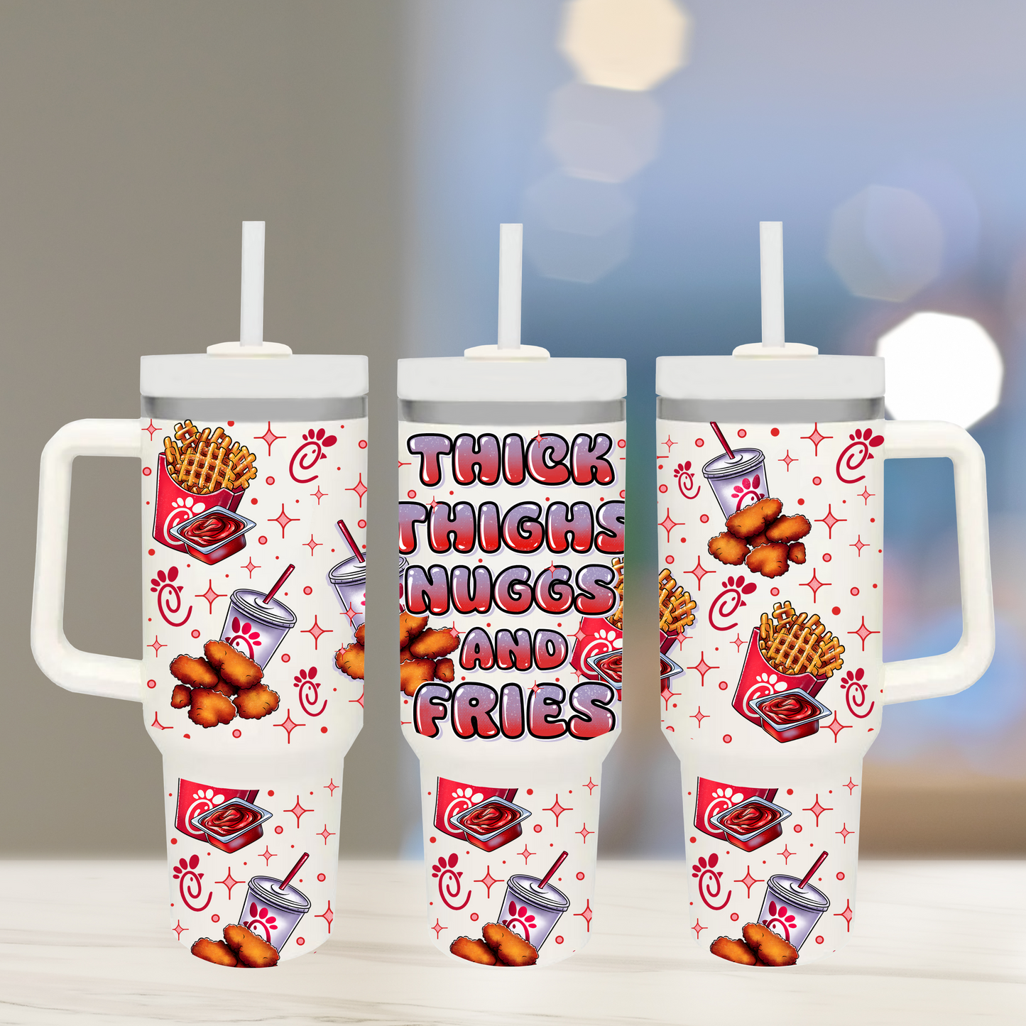 Thick Thighs nuggs and fries - TOP & BOTTOM SET - 40 oz Tumbler UV DTF Transfer Film