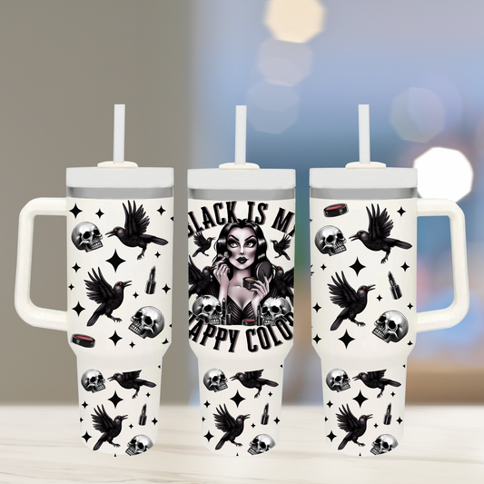 Black is my Happy Color - TOP & BOTTOM SET - 40 oz Tumbler UV DTF Transfer Film