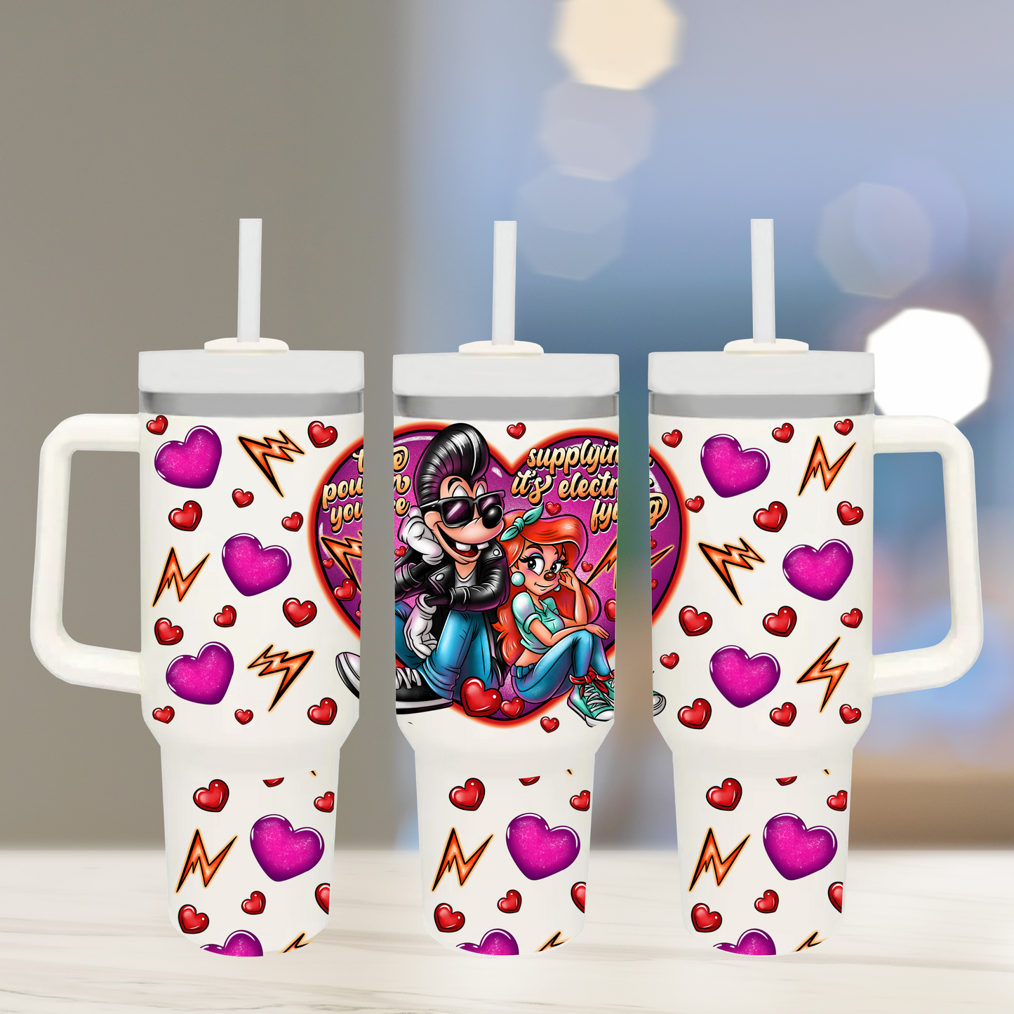 Electrifying love - TOP & BOTTOM SET - 40 oz tumbler UV DTF Transfer Film