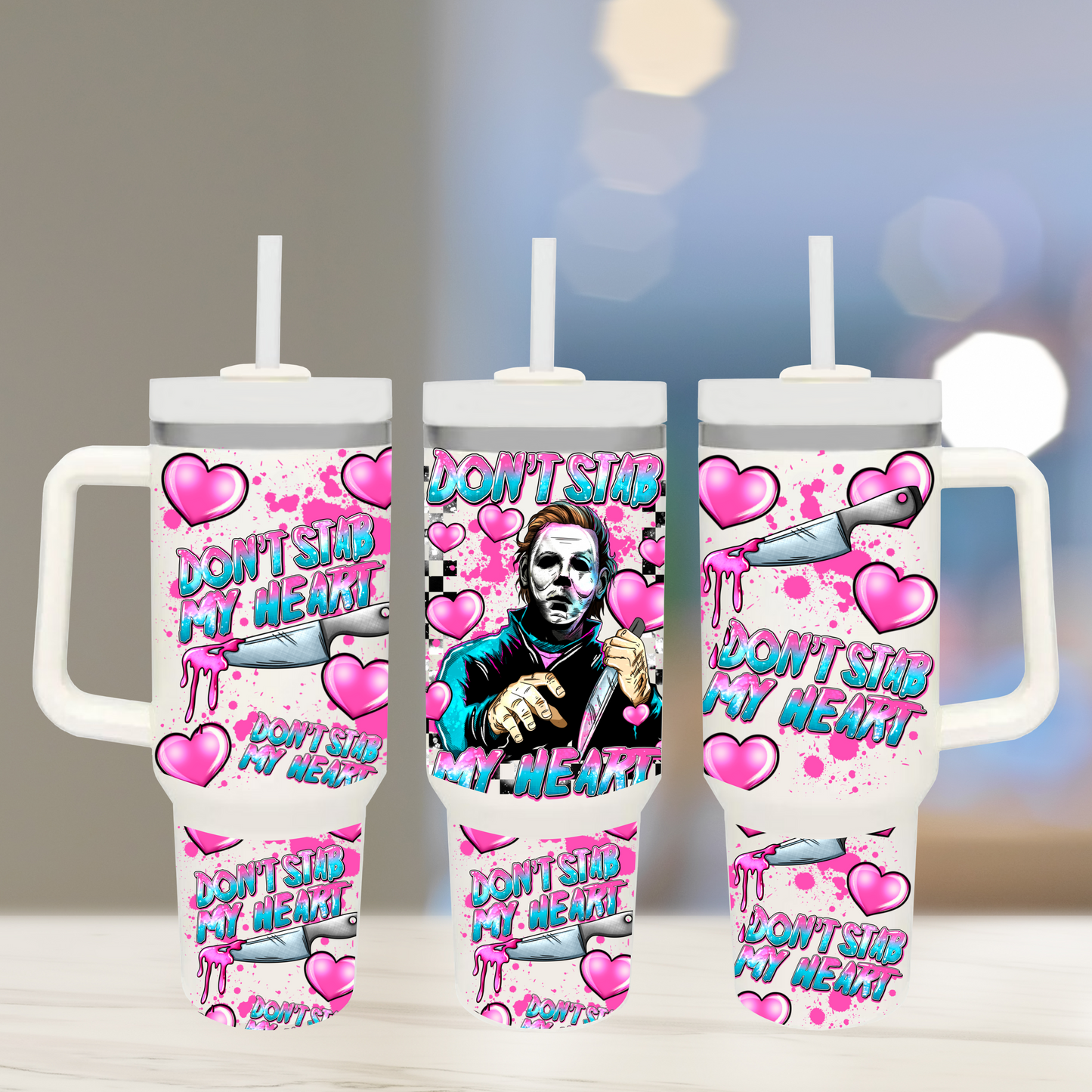 Don’t stab my heart - TOP & BOTTOM SET - 40 oz Tumbler UV DTF Transfer Film