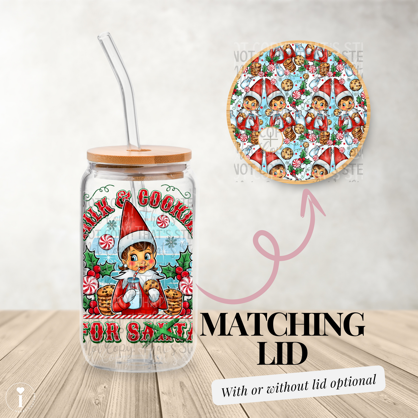 Milk & Cookies for Santa’s Girl Helper - 16oz UV DTF Transfer Film Wrap and Matching Lid G114