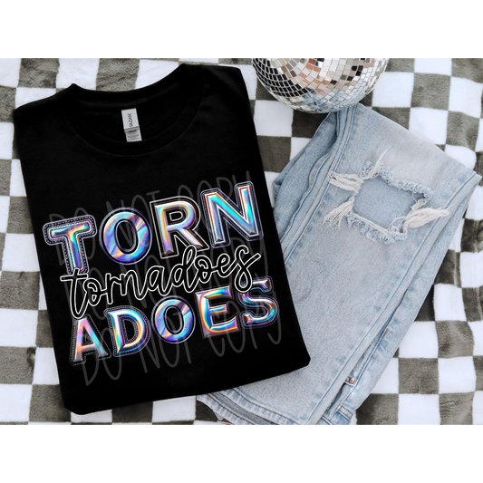 Faux Hologram Faux Embroidery Tornadoes DTF Transfer Film