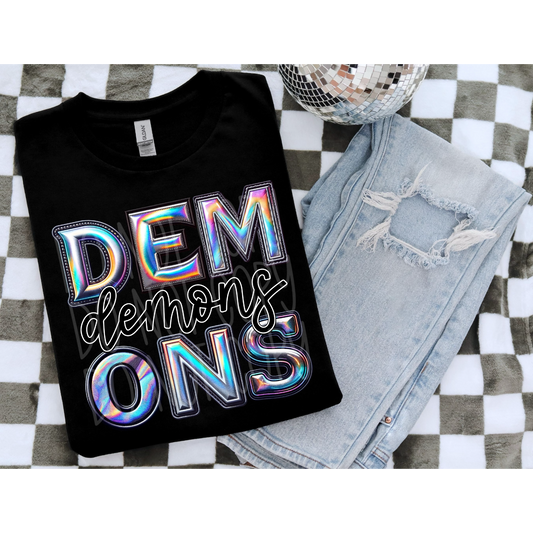 Faux Hologram Faux Embroidery Demons DTF Transfer Film