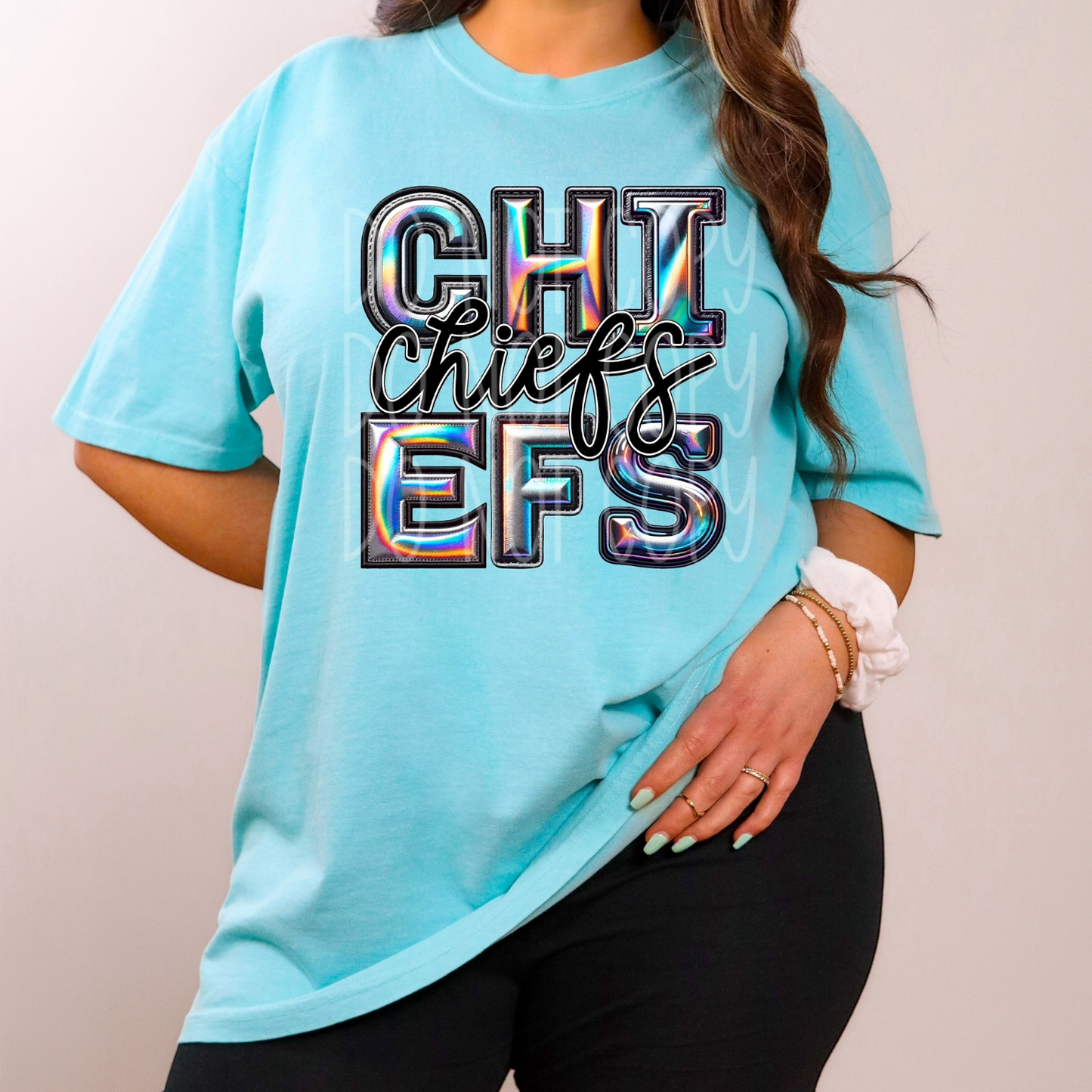 Faux Hologram Faux Embroidery Chiefs DTF Transfer Film