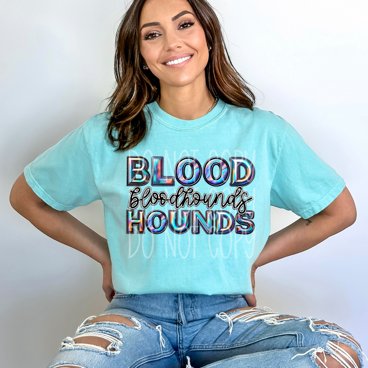 Faux Hologram Faux Embroidery Bloodhounds DTF Transfer Film