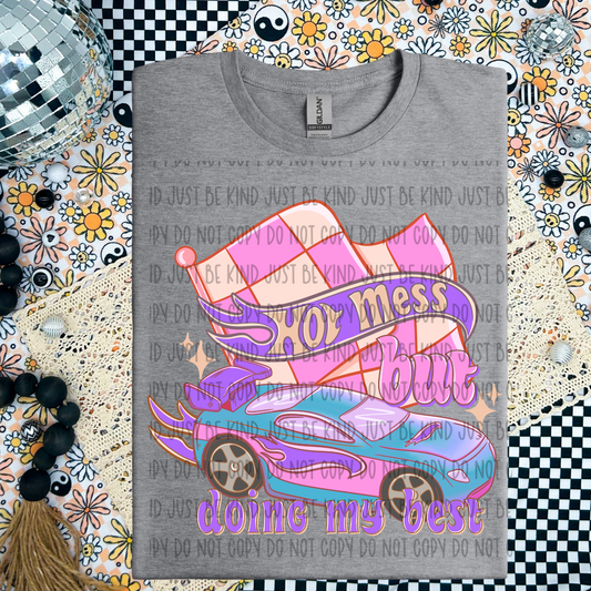 Hot mess but doing my best pink car DTF Transfer Film SD045