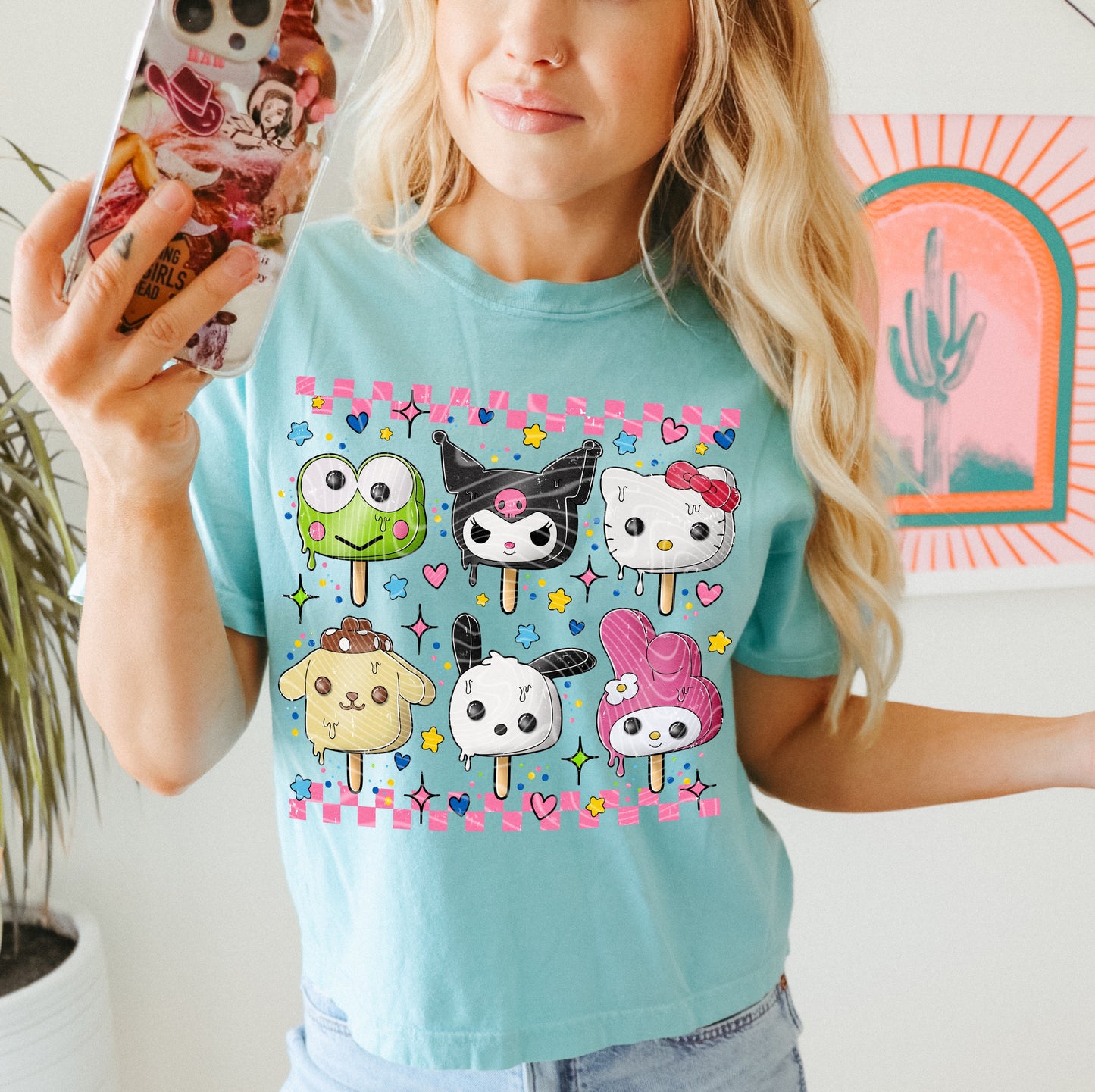 Checkered Summer Animal Friends DTF Transfer Film