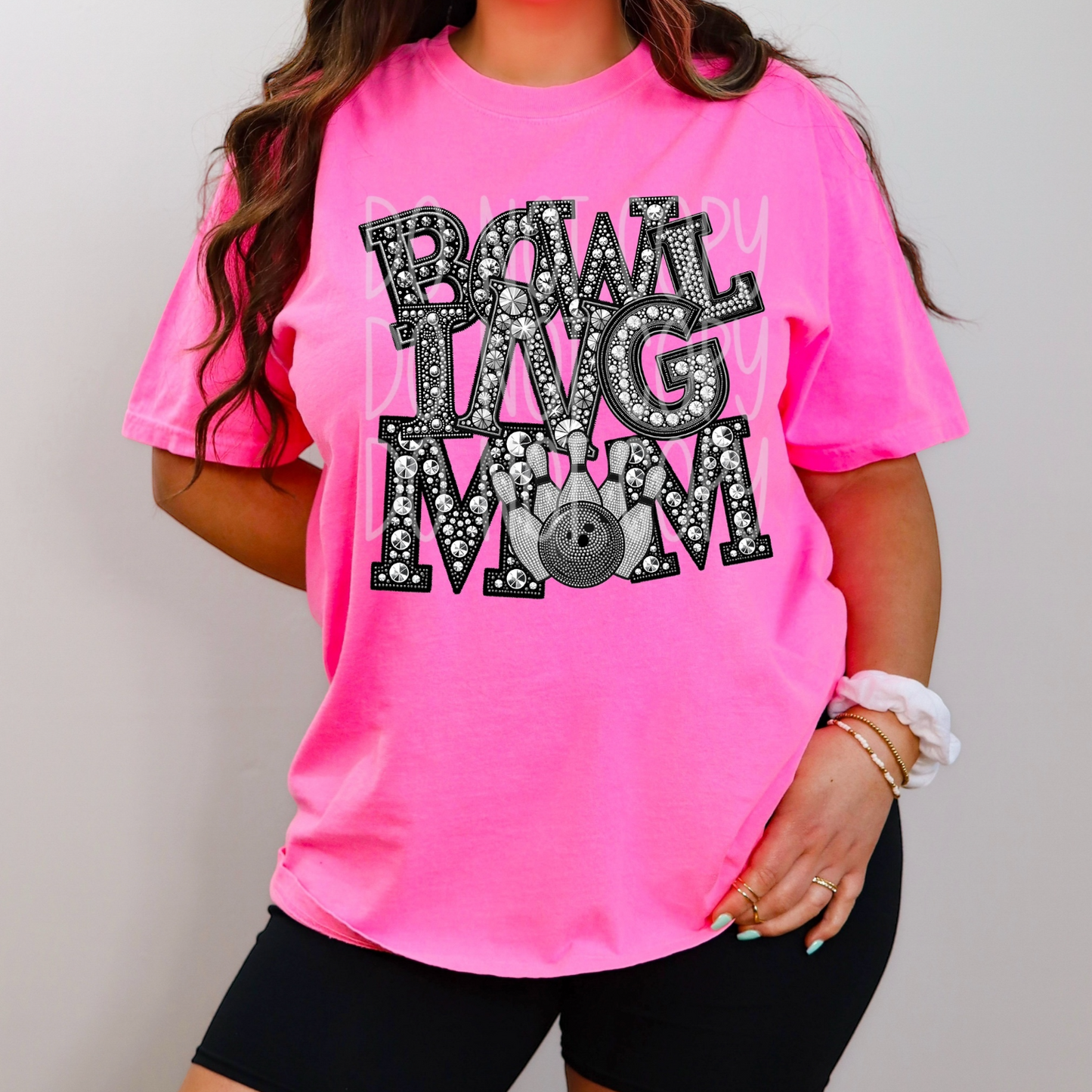 Bowling Mom - Faux Rhinestone Faux Embroidered DTF Transfer Film