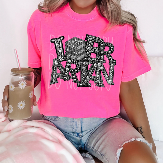 Librarian - Faux Rhinestone Faux Embroidered DTF Transfer Film