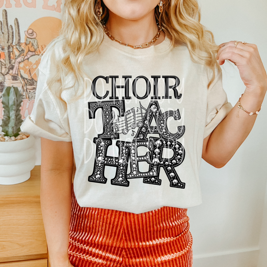 Choir Teacher - Faux Rhinestone Faux Embroidered DTF Transfer Film