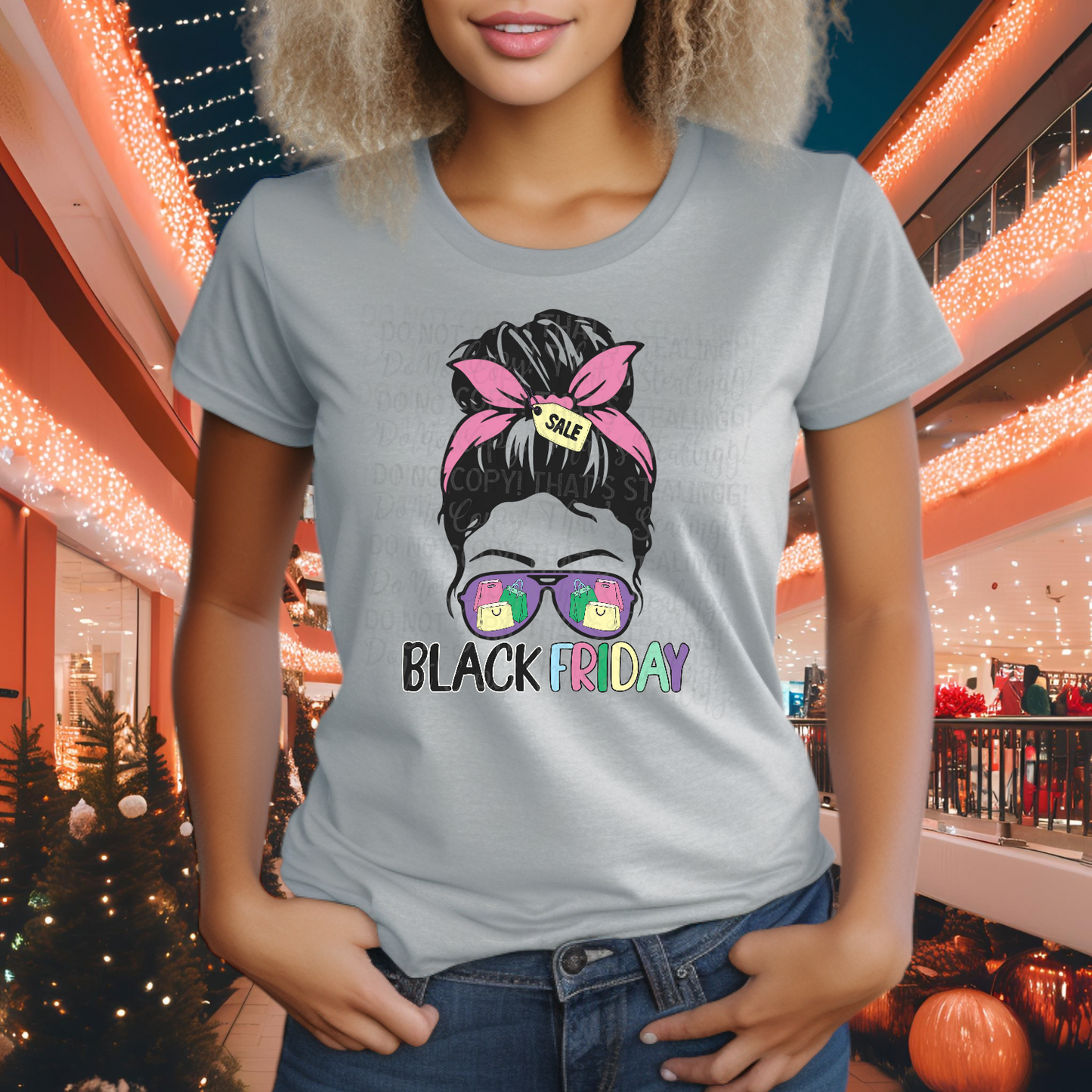 Black Friday Messy Bun DTF Transfer Film CF094