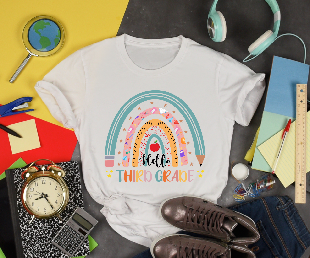 Pencil Rainbow 3rd Grade Youth Cotton T-shirt