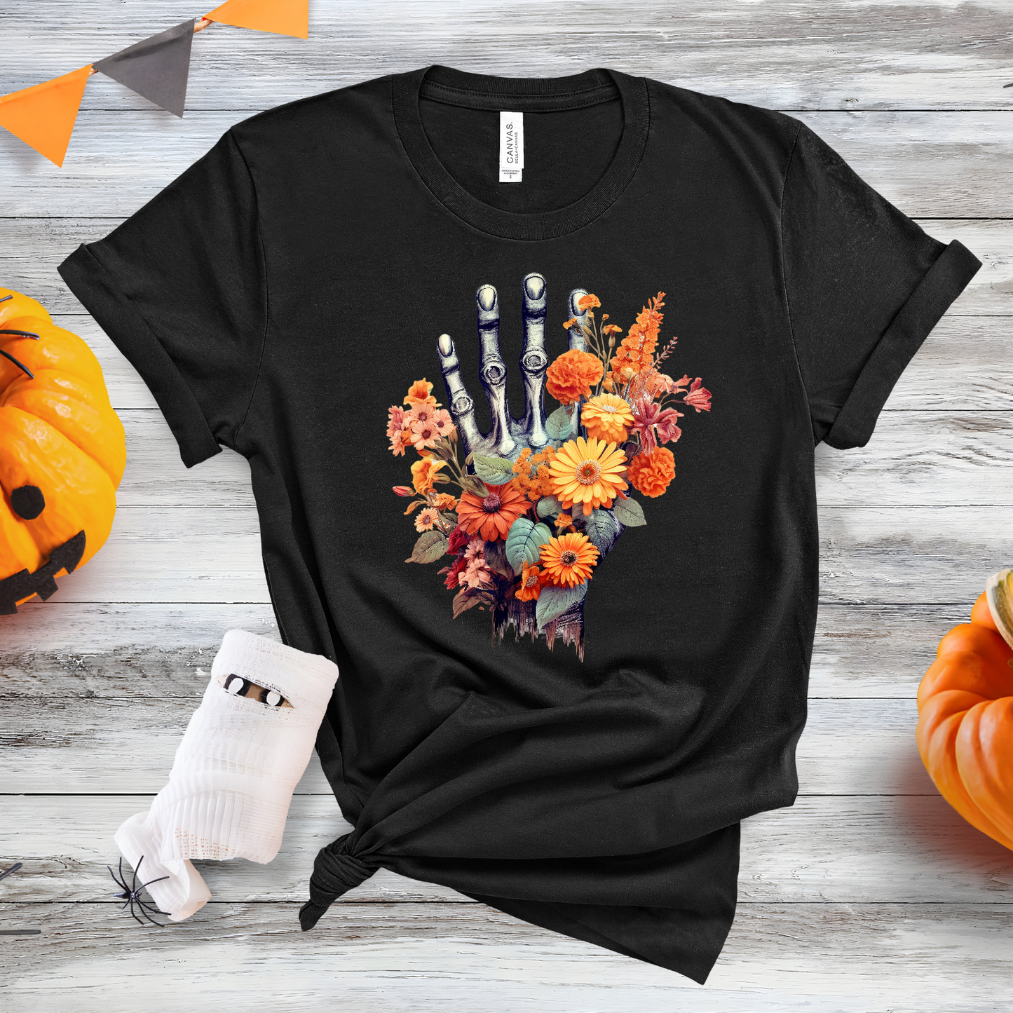 Skeleton floral hand DTF Transfer Film 9039