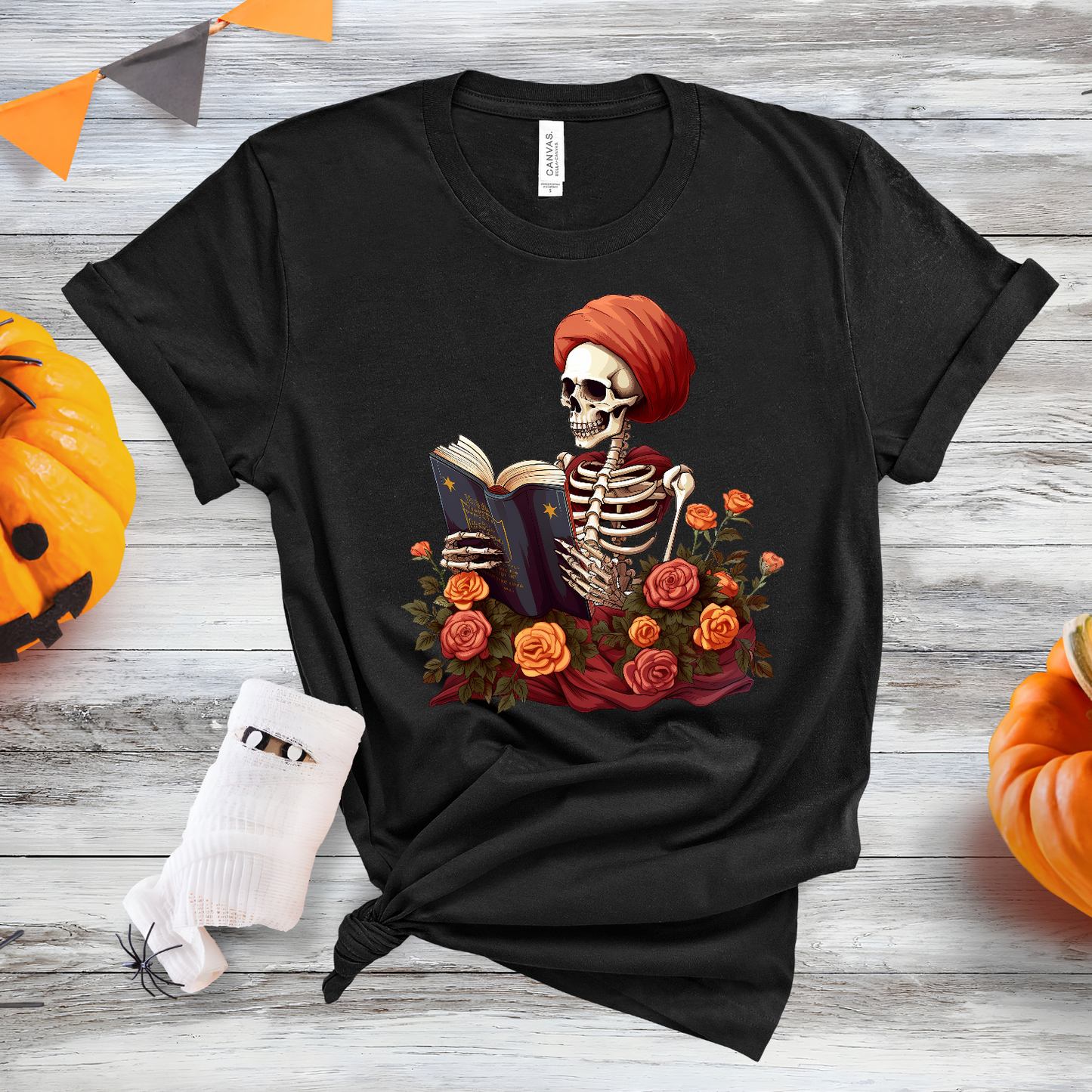 Floral Reading Skeleton DTF Transfer Film 9034