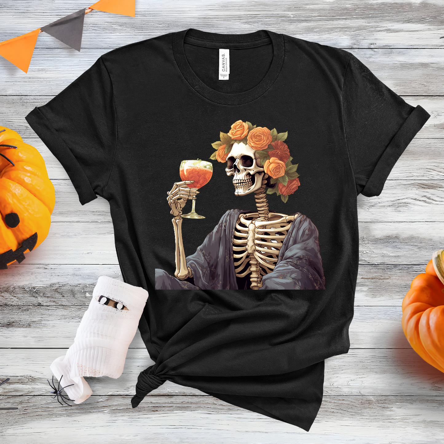 Flower Banner Skeleton drinker DTF Transfer Film 9033