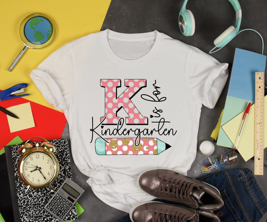 K is for Kindergarten Youth Cotton T-shirt