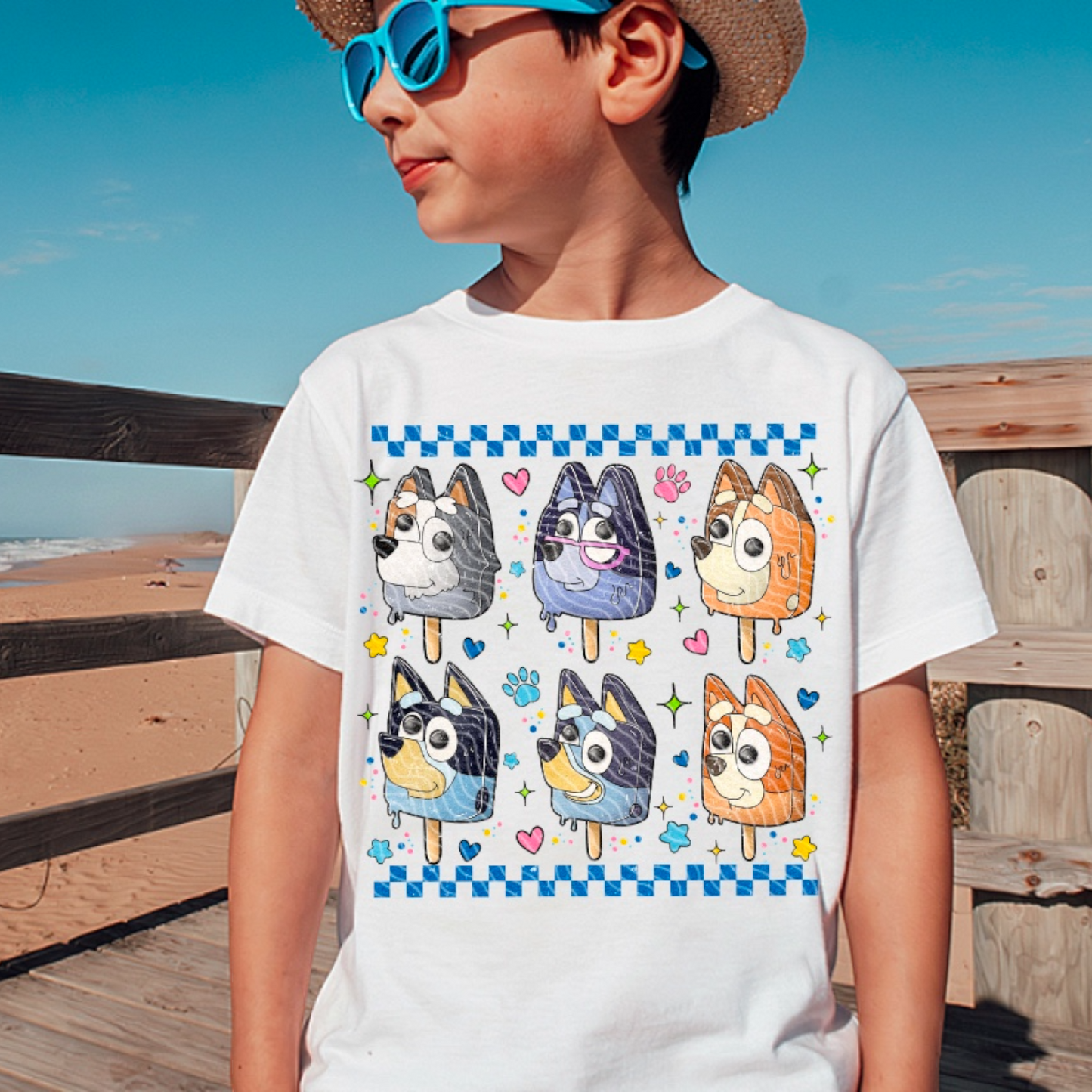 Blue Checker dog Popsicles DTF Transfer Film